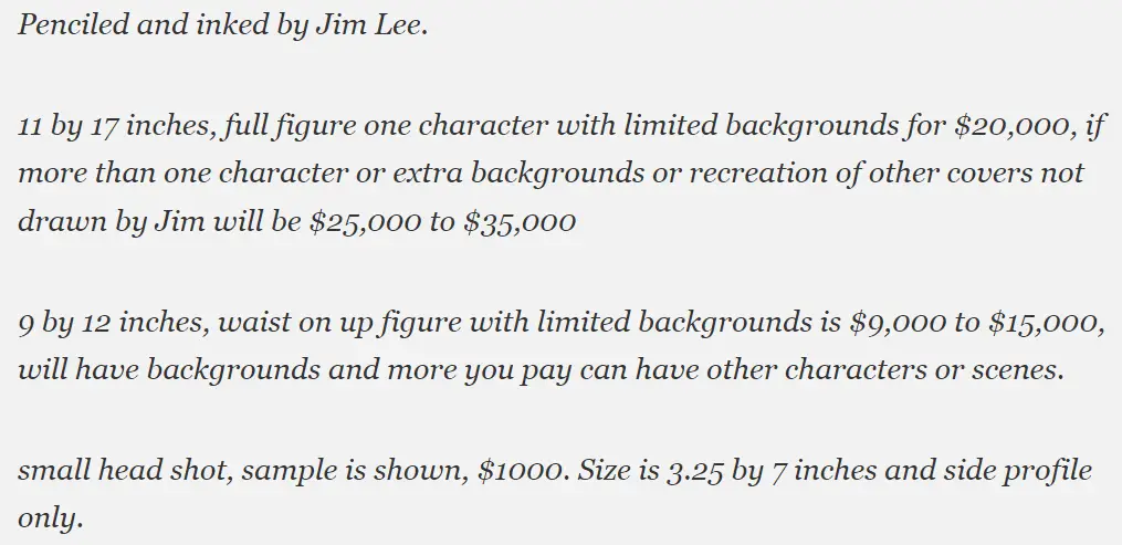 Jim Lee Commission prices